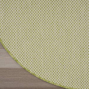 HomeRoots 8' Ivory and Green Geometric Area Rug – Durable, Stylish Indoor/Outdoor Design for Every Space 552333