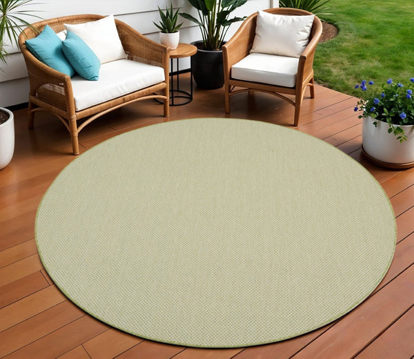 HomeRoots 8' Ivory and Green Geometric Area Rug – Durable, Stylish Indoor/Outdoor Design for Every Space 552333