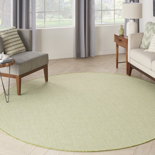 HomeRoots 8' Ivory and Green Geometric Area Rug – Durable, Stylish Indoor/Outdoor Design for Every Space 552333