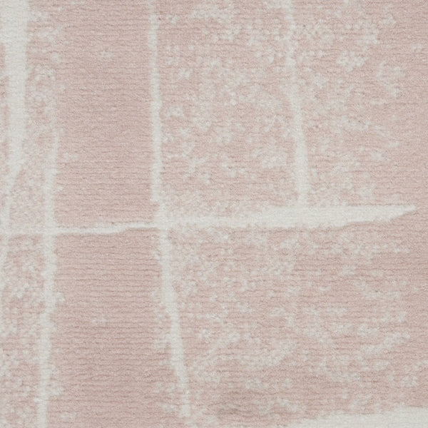 HomeRoots 8' Pink and Ivory Abstract Rug - Modern Design for Kids and Pets, Durable, Stain Resistant, Soft Touch 8' Round 552336