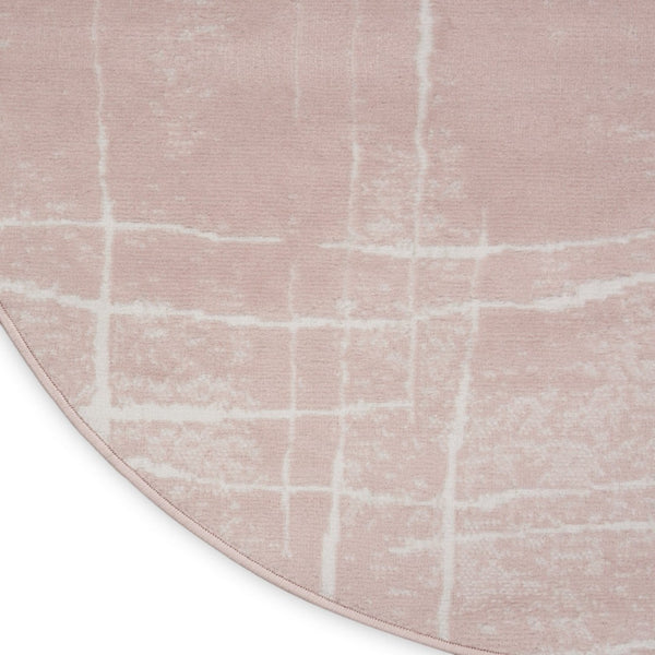 HomeRoots 8' Pink and Ivory Abstract Rug - Modern Design for Kids and Pets, Durable, Stain Resistant, Soft Touch 8' Round 552336