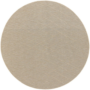 HomeRoots 8' Round Geometric Area Rug in Natural & Light Brown – Stylish Indoor/Outdoor Essential for Any Space 552338