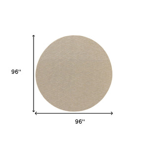 HomeRoots 8' Round Geometric Area Rug in Natural & Light Brown – Stylish Indoor/Outdoor Essential for Any Space 552338