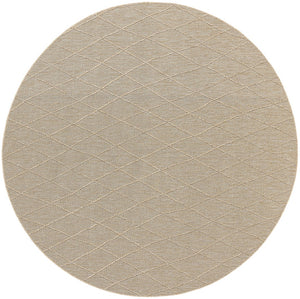 HomeRoots 8' Round Geometric Area Rug in Natural & Light Brown – Stylish Indoor/Outdoor Essential for Any Space 552338