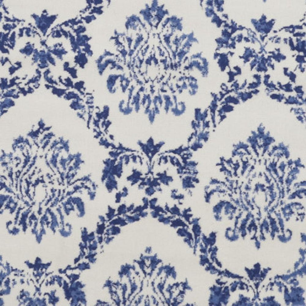 HomeRoots 8' Elegant Ivory and Navy Blue Damask Rug - Durable, Stain-Resistant for Modern Homes with Style 8' Round 552339