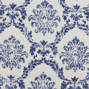 HomeRoots 8' Elegant Ivory and Navy Blue Damask Rug - Durable, Stain-Resistant for Modern Homes with Style 8' Round 552339