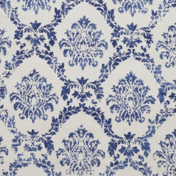 HomeRoots 8' Elegant Ivory and Navy Blue Damask Rug - Durable, Stain-Resistant for Modern Homes with Style 8' Round 552339