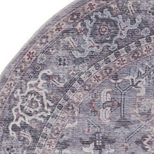 HomeRoots 8' Gray Floral Area Rug - Distressed Power Loomed Design for Elegant Living Room and Bedroom Decor 8' Round 552340