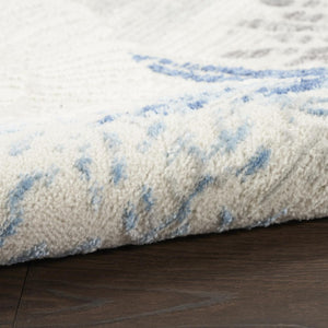 8 Ft Round Coastal Seashell Motif Area Rug Power Loomed Polypropylene with Non Slip Backing