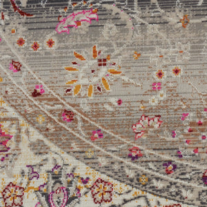 Homeroots 6' Ivory Brown And Gray Floral Distressed Round Rug - Durable, Stain-resistant, Stylish Home Essential  Polypropylene 552345