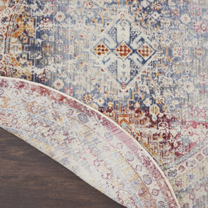 Homeroots 6' Geometric Round Rug In Ivory, Red & Orange - Stain Resistant, Durable, And Stylish For Any Space  Polypropylene 552359