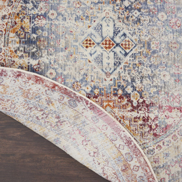 Homeroots 6' Geometric Round Rug In Ivory, Red & Orange - Stain Resistant, Durable, And Stylish For Any Space  Polypropylene 552359