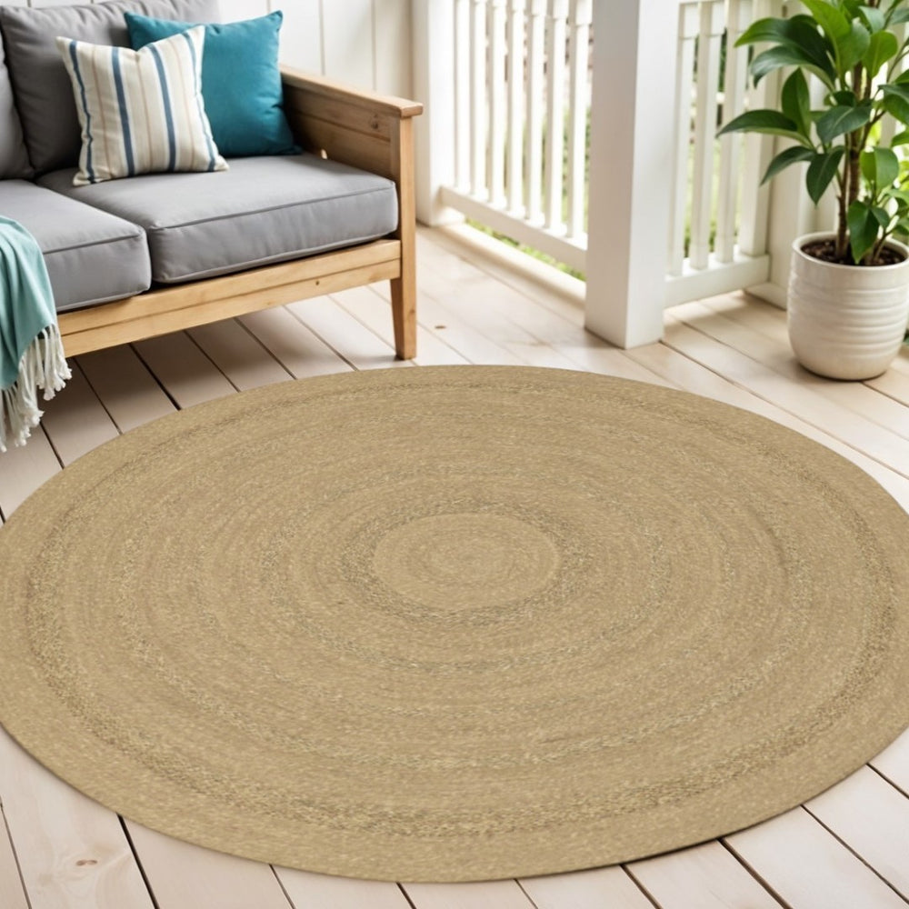 HomeRoots 6' Handmade Seagrass Round Rug – Durable Indoor/Outdoor Floor Piece with Natural Brown Tones 552366