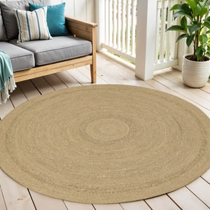 HomeRoots 6' Handmade Seagrass Round Rug – Durable Indoor/Outdoor Floor Piece with Natural Brown Tones 552366