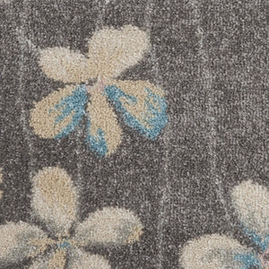 Homeroots 5' Beige And Gray Floral Round Rug - Durable, Stain-resistant Design For Stylish Home Decor And Comfort  Polypropylene 552369