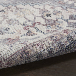 HomeRoots 5' Elegant Gray and Beige Floral Area Rug - Distressed Power Loom Design for Timeless Home Decor 5' Round 552371