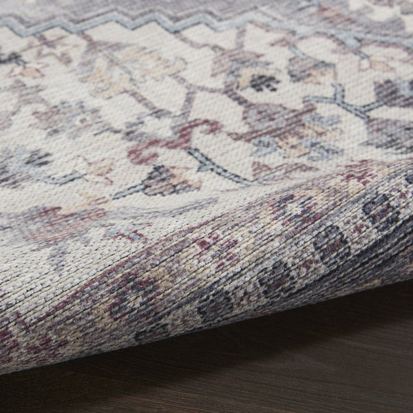 HomeRoots 5' Elegant Gray and Beige Floral Area Rug - Distressed Power Loom Design for Timeless Home Decor 5' Round 552371