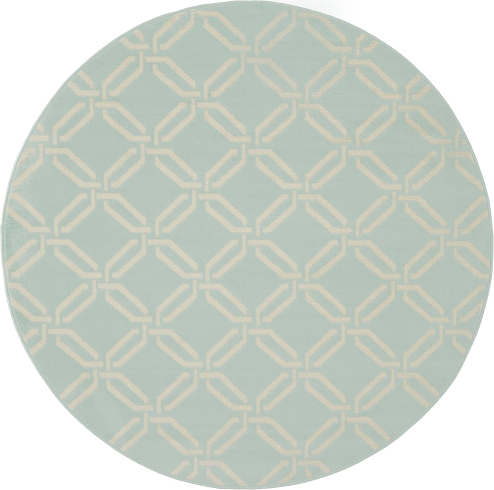 Homeroots 5' Beige And Green Trellis Round Rug  Polypropylene 552393