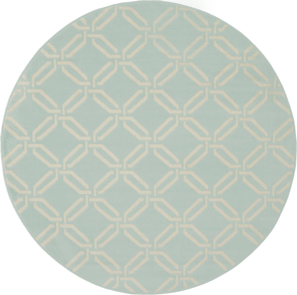 Homeroots 5' Beige And Green Trellis Round Rug  Polypropylene 552393