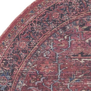 HomeRoots 5' Red Floral Distressed Area Rug - Stylish Power Loomed Design for Modern and Classic Spaces 5' Round 552399