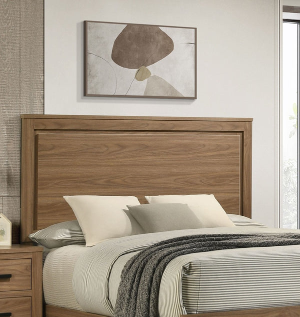 English Elm Simple Recessed Panel Full Bed Frame Rubberwood Build Walnut Transitional Bedroom B2741S00870