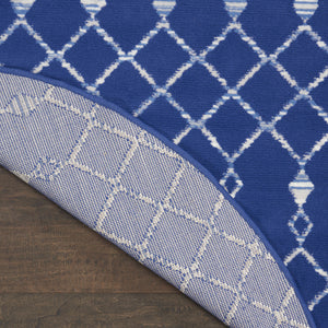 Homeroots 5' Navy Blue And Ivory Geometric Round Rug  Polypropylene 552421