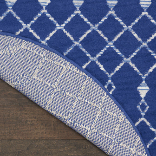 Homeroots 5' Navy Blue And Ivory Geometric Round Rug  Polypropylene 552421