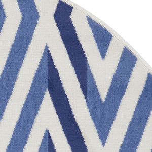Homeroots 5' Ivory And Blue Geometric Round Rug  Polypropylene 552422