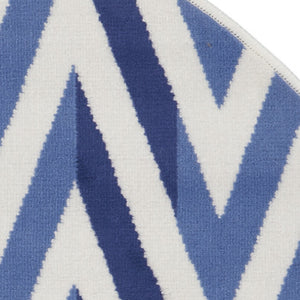 Homeroots 5' Ivory And Blue Geometric Round Rug  Polypropylene 552422