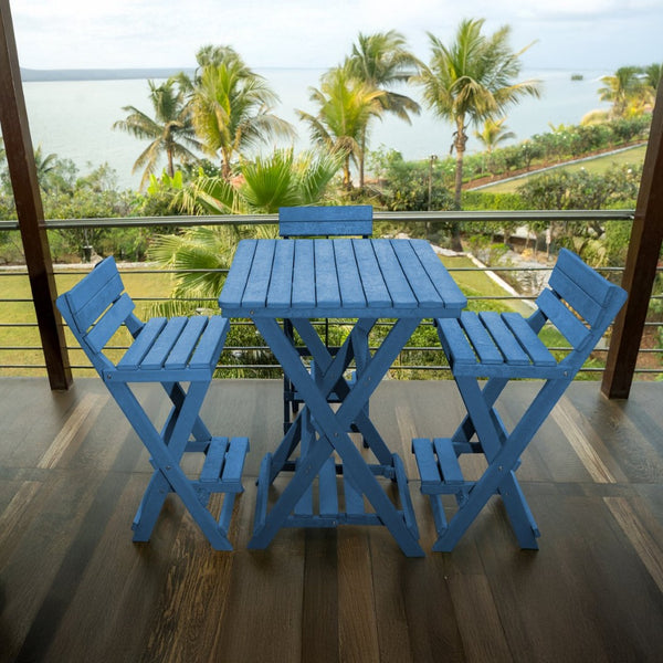 English Elm Summit Ridge Recycled Hdpe Outdoor Folding Bar Table Weather Resistant Eco Patio Blue B2745P409711