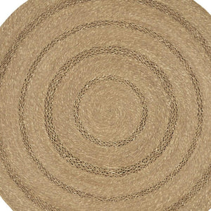HomeRoots 5' Handmade Round Seagrass Area Rug - Natural & Brown for Indoor/Outdoor Use, Durable & Low Profile 552434