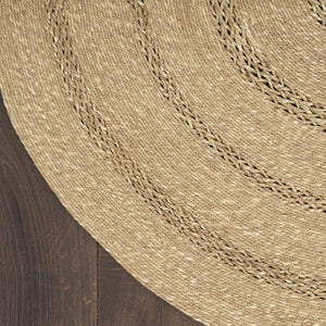HomeRoots 5' Handmade Round Seagrass Area Rug - Natural & Brown for Indoor/Outdoor Use, Durable & Low Profile 552434