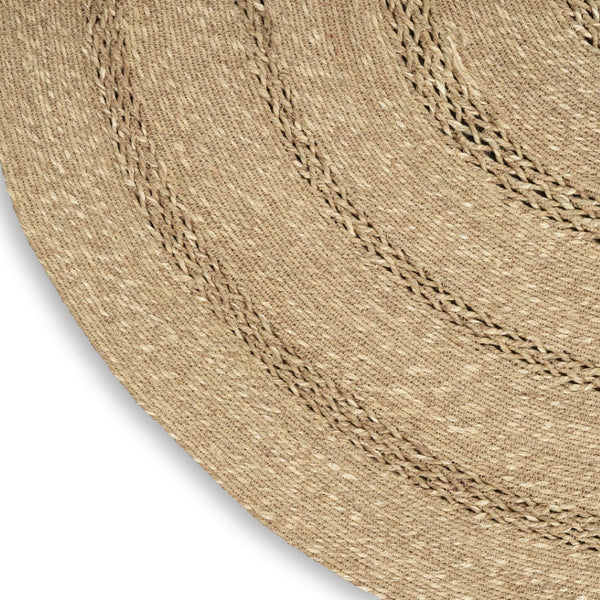 HomeRoots 5' Handmade Round Seagrass Area Rug - Natural & Brown for Indoor/Outdoor Use, Durable & Low Profile 552434