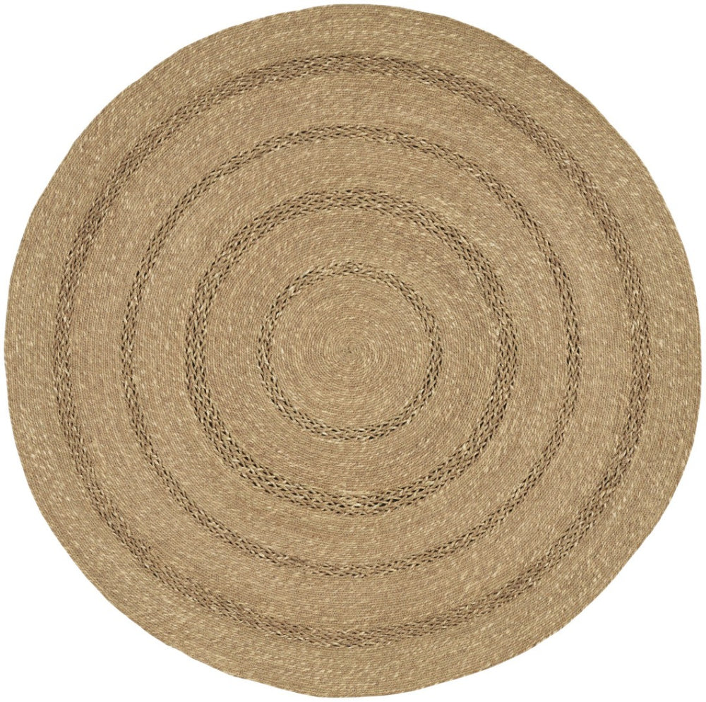 HomeRoots 5' Handmade Round Seagrass Area Rug - Natural & Brown for Indoor/Outdoor Use, Durable & Low Profile 552434