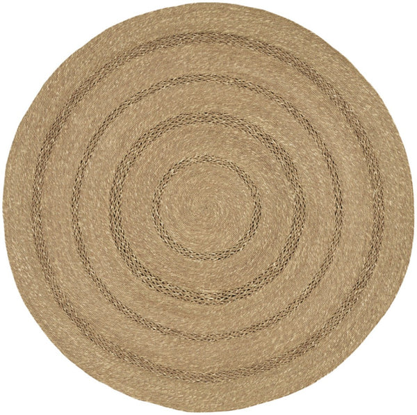 HomeRoots 5' Handmade Round Seagrass Area Rug - Natural & Brown for Indoor/Outdoor Use, Durable & Low Profile 552434