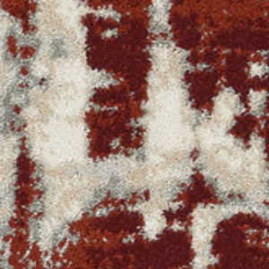 Homeroots 4' Ivory Red And Gray Abstract Round Rug  Polyester 552465