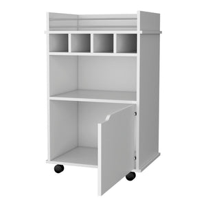 HomeRoots 22" White Wood Rolling Bar Cart – Stylish Wine Storage & Modern Entertaining Solution for Small Spaces 552469