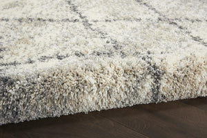 4 X 6 Ivory Gray Geometric Shag Rug Polypropylene Non Slip Fringe Accent