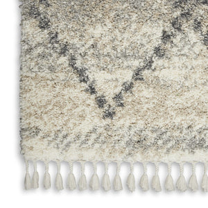 4 X 6 Ivory Gray Geometric Shag Rug Polypropylene Non Slip Fringe Accent