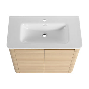 English Elm 36'' Freestanding Bathroom Vanity Plywood Cabinet Ceramic Sink Soft Close Doors W999P351893