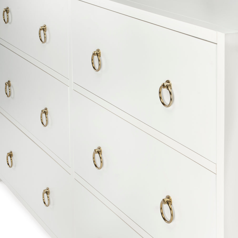 Lark Stylish 6 Drawer Dresser in White - Minimalist Acacia & Pine Wood Storage for Modern Spaces