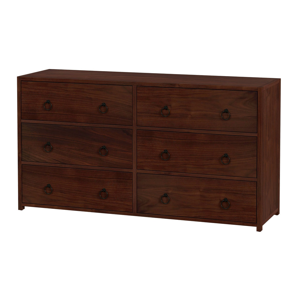Butler Specialty Company Lark 60" Rectangular Wood Dresser With 6 Drawers And Glam Ring Pulls Medium Brown Acacia Solids,Mdf,Acacia Veneers 5525489-butler