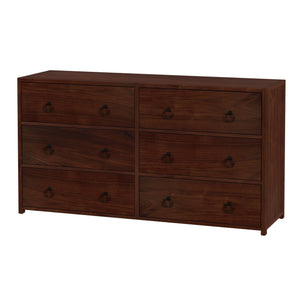 Butler Specialty Company Lark 60" Rectangular Wood Dresser With 6 Drawers And Glam Ring Pulls Medium Brown Acacia Solids,Mdf,Acacia Veneers 5525489-butler