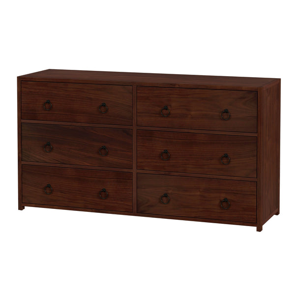 Butler Specialty Company Lark 60" Rectangular Wood Dresser With 6 Drawers And Glam Ring Pulls Medium Brown Acacia Solids,Mdf,Acacia Veneers 5525489-butler