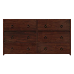 Butler Specialty Company Lark 60" Rectangular Wood Dresser With 6 Drawers And Glam Ring Pulls Medium Brown Acacia Solids,Mdf,Acacia Veneers 5525489-butler