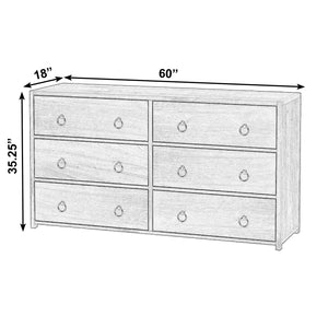 Butler Specialty Company Lark 60" Rectangular Wood Dresser With 6 Drawers And Glam Ring Pulls Medium Brown Acacia Solids,Mdf,Acacia Veneers 5525489-butler