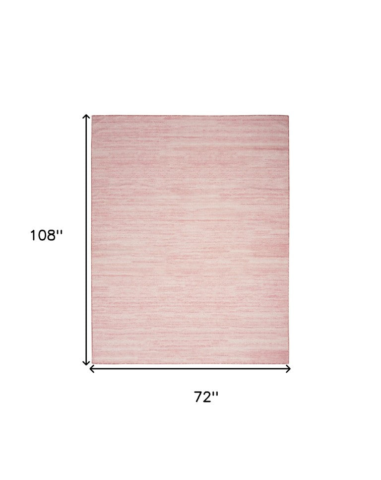 HomeRoots 6x9 Pink Abstract Polyester Area Rug Low Pile Machine Woven for Living Rooms 552555