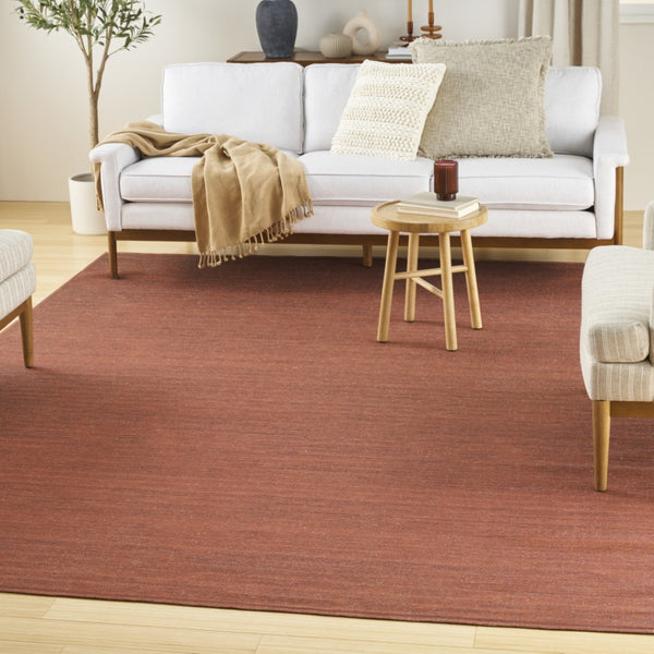 HomeRoots 9' Brick Red Abstract Area Rug - Modern, Machine-Washable Design Perfect for High-Traffic Areas 6' X 9' 552556