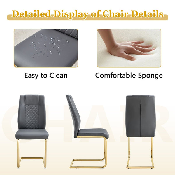 English Elm Table and Chair Set 8 Seater Oval Glass Dining with Glamorous Gold Base Modern Luxe Dark Gray,Gold,Transparent W1151S04723