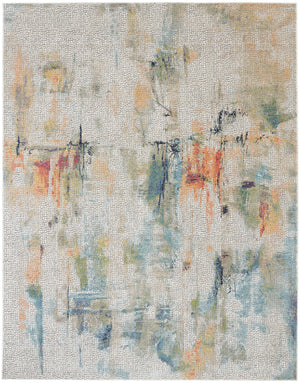 Homeroots 8' X 10' Ivory Blue And Gray Abstract Non Skid Area Rug  Polypropylene 552579